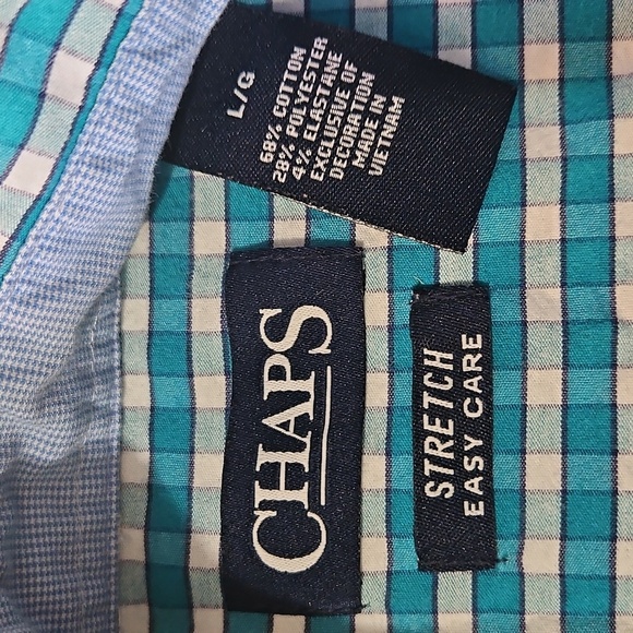 Chaps Blue Checkered Men's Shirt Size Large - Picture 10 of 13